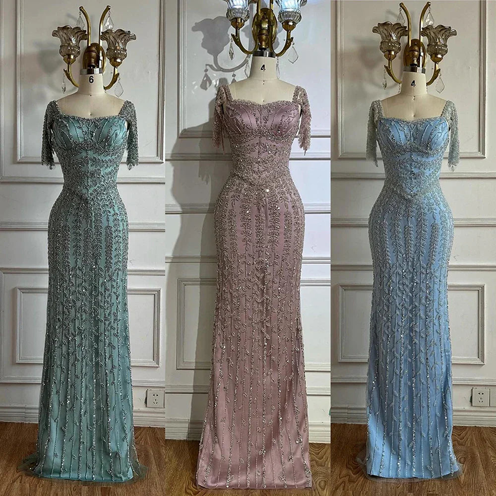 Pink Elegant Mermaid Beaded Evening Dress Gown LA72787