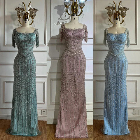 Pink Elegant Mermaid Beaded Evening Dress Gown LA72787