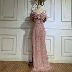 Luxury Dubai Off Shoulder Mermaid Sage Green Evening Dresses For Women Arabic Wedding Party Gown 2025 LA72281