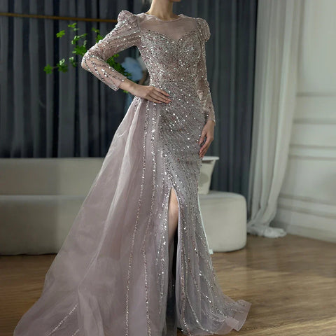 Vestidos de noche largos de lujo estilo sirena, turquesa árabe, con abertura y cuentas, para mujer, estilo Dubai, ideales para bodas y fiestas (LA72448) 