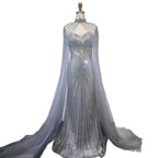 Luxury Nude Mermaid Evening Dress with Cape Sleeves LA73118