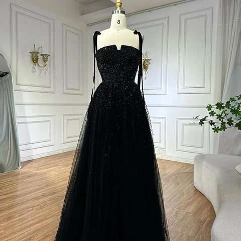 Luxury Saudi Wine Red Beaded Evening Gown Spaghetti Strap Floor-Length for Formal Occasion LA70600A