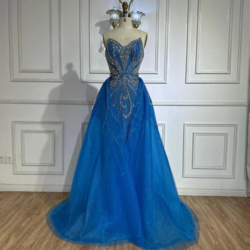 Robe de soirée sirène turquoise bustier, style saoudien, avec surjupe, pour une occasion formelle, LA72880, 2025 