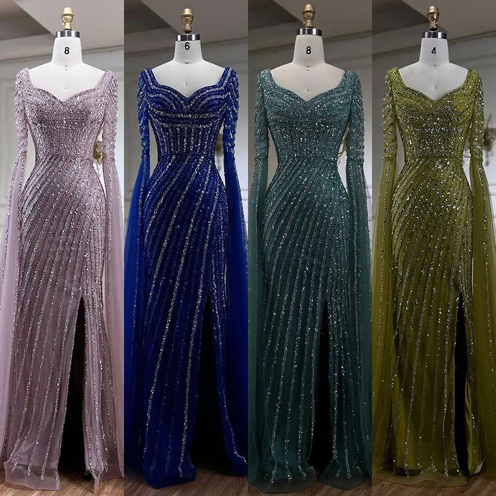 Blue Sweetheart Mermaid Evening Gown with Beaded Overskirt - Luxury Dresses for Woman's Wedding Party 2025 LA72314
