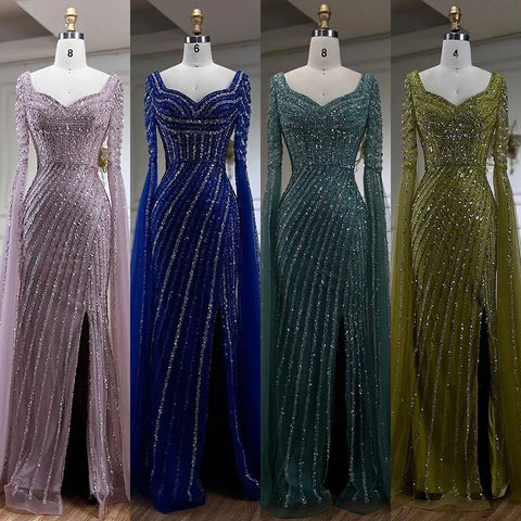 Blue Sweetheart Mermaid Evening Gown with Beaded Overskirt - Luxury Dresses for Woman's Wedding Party 2025 LA72314