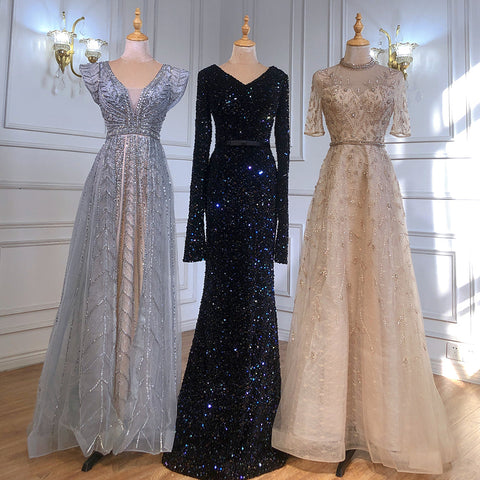 Moslim – sirène noire à paillettes, Avond Jurken, élégante, scintillante, Luxe, pour fête de mariage, LA71486, 2025 