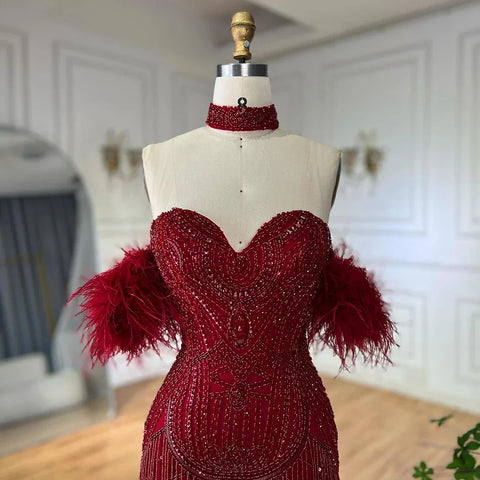 Vestido de noche sexy de sirena, sin tirantes, color nude y plateado, con abertura y borlas de cuentas de lujo para mujer LA72083 