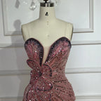 Vestido de noche de sirena rosa sin tirantes con abertura alta para ocasiones formales LA72480 (modelo saudí 2025) 