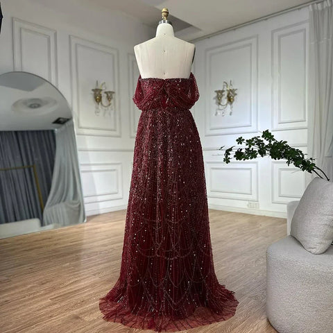 Robe de soirée saoudienne couleur chair, coupe trapèze, épaules dénudées, avec perles, pour une occasion formelle, LA72738A, 2025