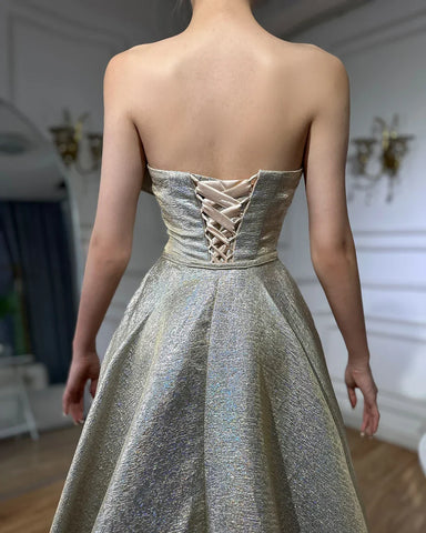 Vestidos de noche elegantes estilo sirena color champán, sin mangas, sencillos, para mujer, ideales para fiestas (LA70626A) 