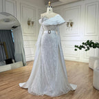 Luxury Arabic Nude Pearls Beaded Evening Dresses Dubai Elegant One Shoulder Women Wedding Party Gowns 2025 LA72486