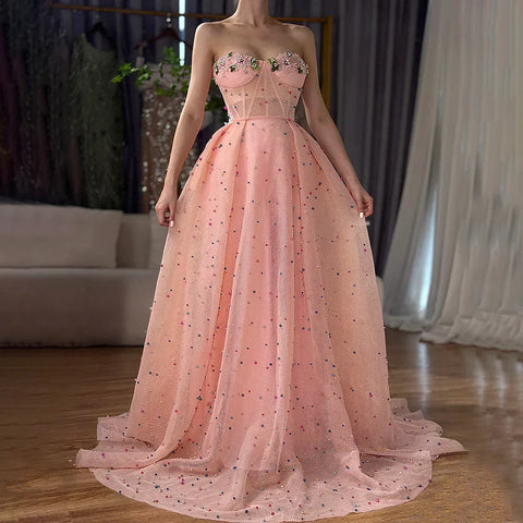 Robe de soirée en tulle illusion sans manches, fleurs colorées, perles, mode plage, LA6490