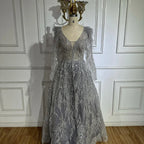 Muslim Beige A Line  Beaded Feathers Luxury Dubai Long Evening Dresses Gowns 2025 For Women Wedding Party LA72172