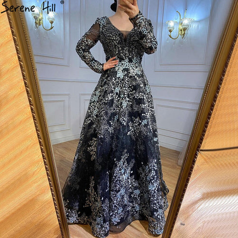 Robe de soirée élégante à manches longues style arabe, grande taille, Dubaï, LA71026