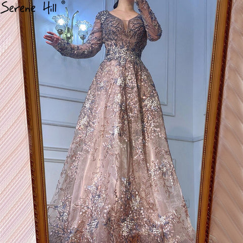 Robe de soirée élégante à manches longues style arabe, grande taille, Dubaï, LA71026