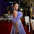 Sexy Off Shoulder A Line Feather Beaded Luxury Evening Dresses Gowns For Women Arabic Party 2025 LA71844