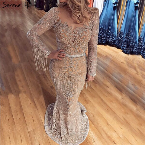 SERNE HILL Dubai - Vestidos de noche largos de lujo con borlas y cuentas musulmanas para mujer, vestidos formales de fiesta, talla grande 2025, LA60707 