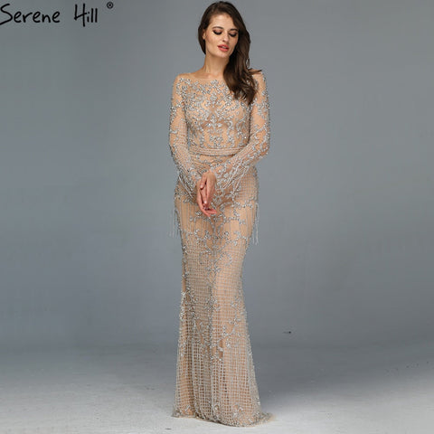 SERNE HILL Dubai - Vestidos de noche largos de lujo con borlas y cuentas musulmanas para mujer, vestidos formales de fiesta, talla grande 2025, LA60707 