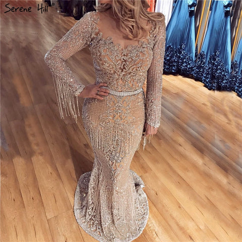 SERNE HILL Dubai - Vestidos de noche largos de lujo con borlas y cuentas musulmanas para mujer, vestidos formales de fiesta, talla grande 2025, LA60707 