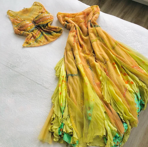 Precioso vestido de fiesta de dos piezas con escote en V, lentejuelas y gasa, modelo Y8299