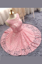 Vestidos de fiesta de princesa corte princesa, transparentes, florales, con apliques, color rosa. 