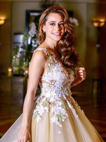 Robes de bal courtes élégantes en tulle, robe de soirée dos nu ornée d'appliqués