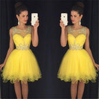 Tulle See Through Sweetheart Sequins Layers Cheap Homecoming Dresses