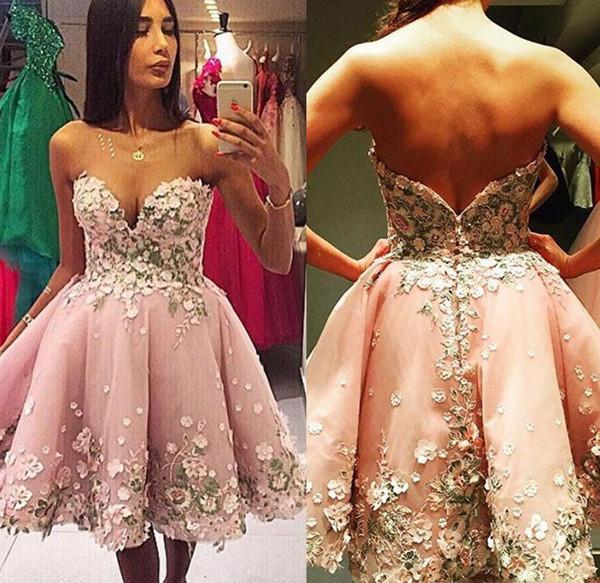 Vestidos de fiesta cortos sin tirantes con escote corazón y apliques de corte en A, vestidos de graduación cortos