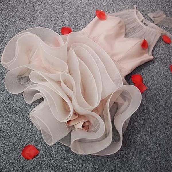 Robe de soirée rose en tulle transparent à col halter et lacets, adorable robe de bal