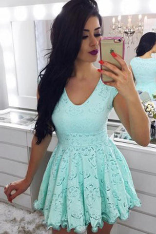 Vestido corto de fiesta con mangas casquillo, vestido de encaje para baile de bienvenida, vestidos de fiesta