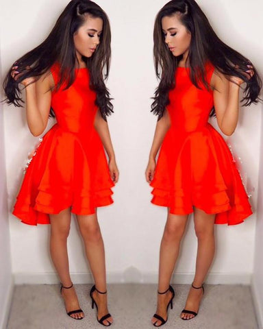 Robe de bal courte asymétrique, robe de soirée sans manches et pas chère, robe de cocktail