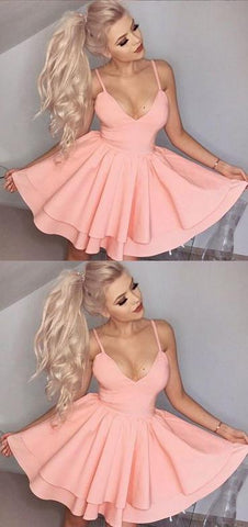 Robes de bal courtes à fines bretelles et col en V simple, robes de soirée courtes