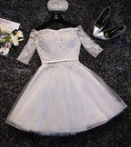 Lindo vestido de fiesta de bienvenida de tul corte A con encaje, vestido corto de graduación en línea 