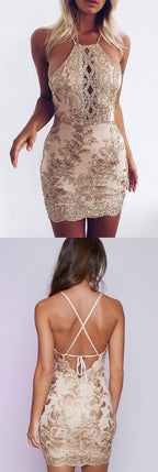 Robes de bal courtes moulantes à dos nu, robes de rentrée scolaire avec appliques 
