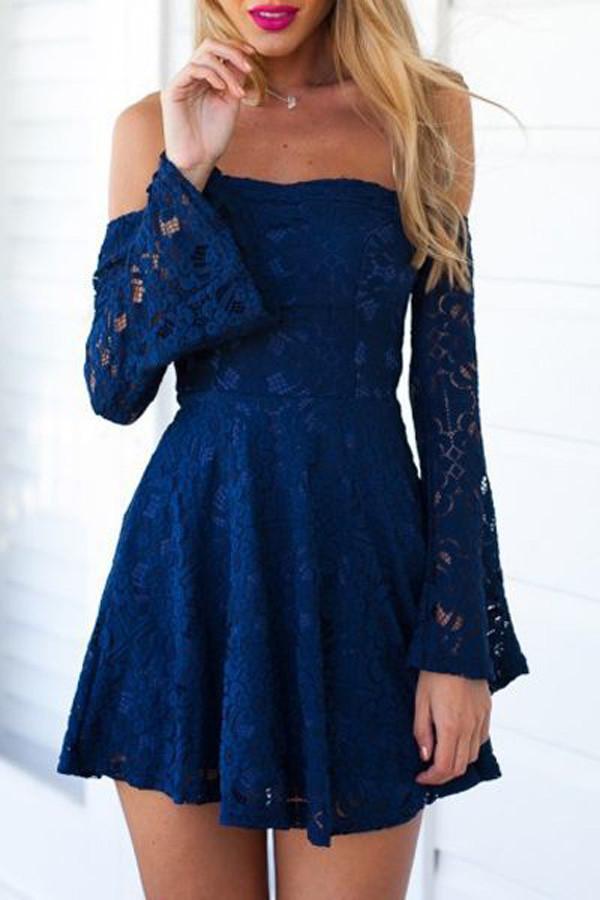Minivestido de encaje con hombros descubiertos para baile de bienvenida, vestido corto de graduación para el verano 