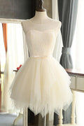 Robe de bal de fin d'année simple en tulle blanc, robe de cocktail