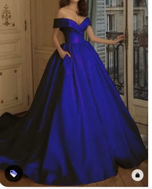 Vestido de gala azul real satinado con hombros descubiertos, impresionante vestido de princesa Y310