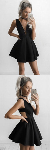 Robe de bal courte sans manches à col en V, ravissante robe de soirée