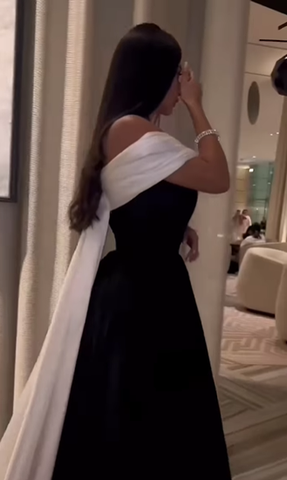 Robe de bal de luxe en satin noir et blanc avec traîne amovible, confectionnée sur mesure, robe de soirée cocktail Y5025