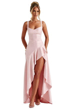 Robes de bal à volants en satin pour adolescentes, robes de cocktail asymétriques pour femmes QA204 