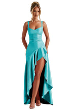 Robes de bal à volants en satin pour adolescentes, robes de cocktail asymétriques pour femmes QA204 