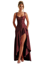 Robes de bal à volants en satin pour adolescentes, robes de cocktail asymétriques pour femmes QA204 