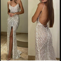 Robe de bal longue sirène à sequins, robe de soirée charmante Y266