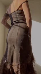 Vestido de noche vintage de gasa con lentejuelas y hombros descubiertos, estilo formal, modelo Y8300