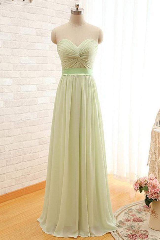 Chiffon Sweetheart Floor Length Long Prom Dresses, Evening Dresses