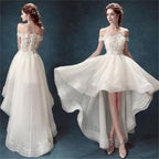Baoleely White Organza High Low Off Shoulder Cheap Wedding Dresses, MW162