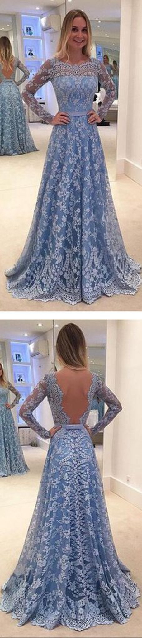 Vestidos largos de encaje de corte A con mangas largas para baile de graduación, vestidos formales, vestidos de cóctel y de noche. 