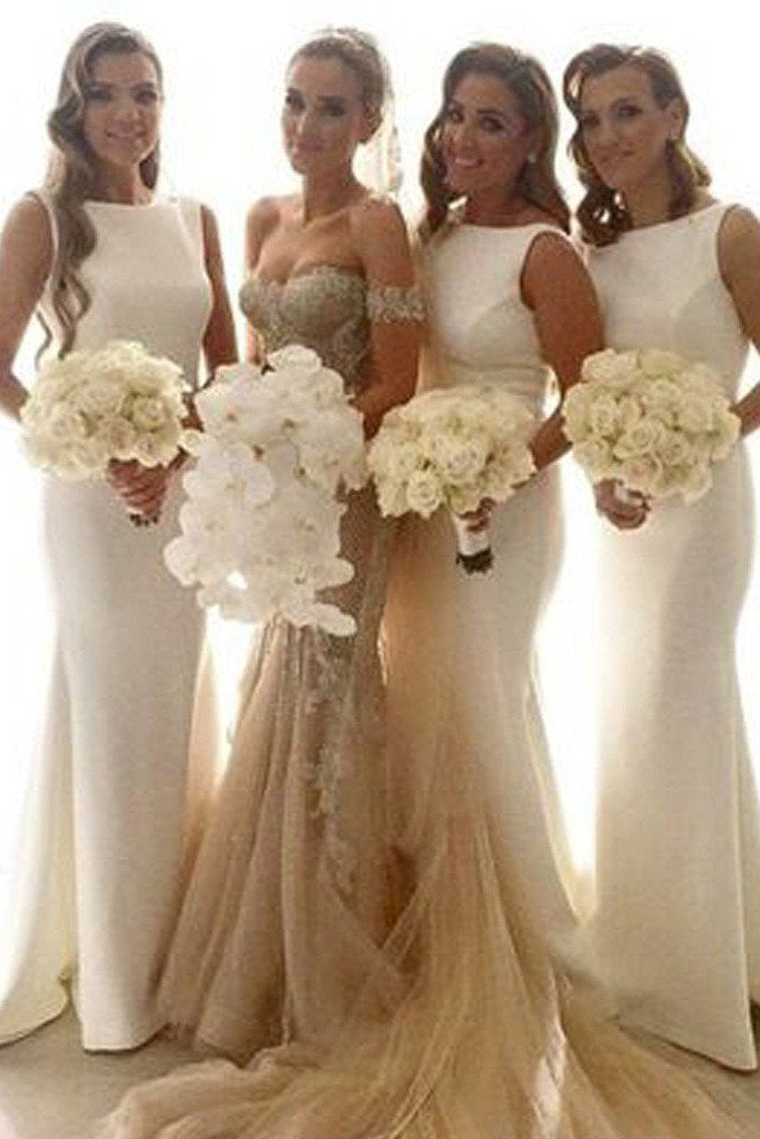 Vestidos de novia largos y sencillos estilo sirena para fiestas de boda y damas de honor 