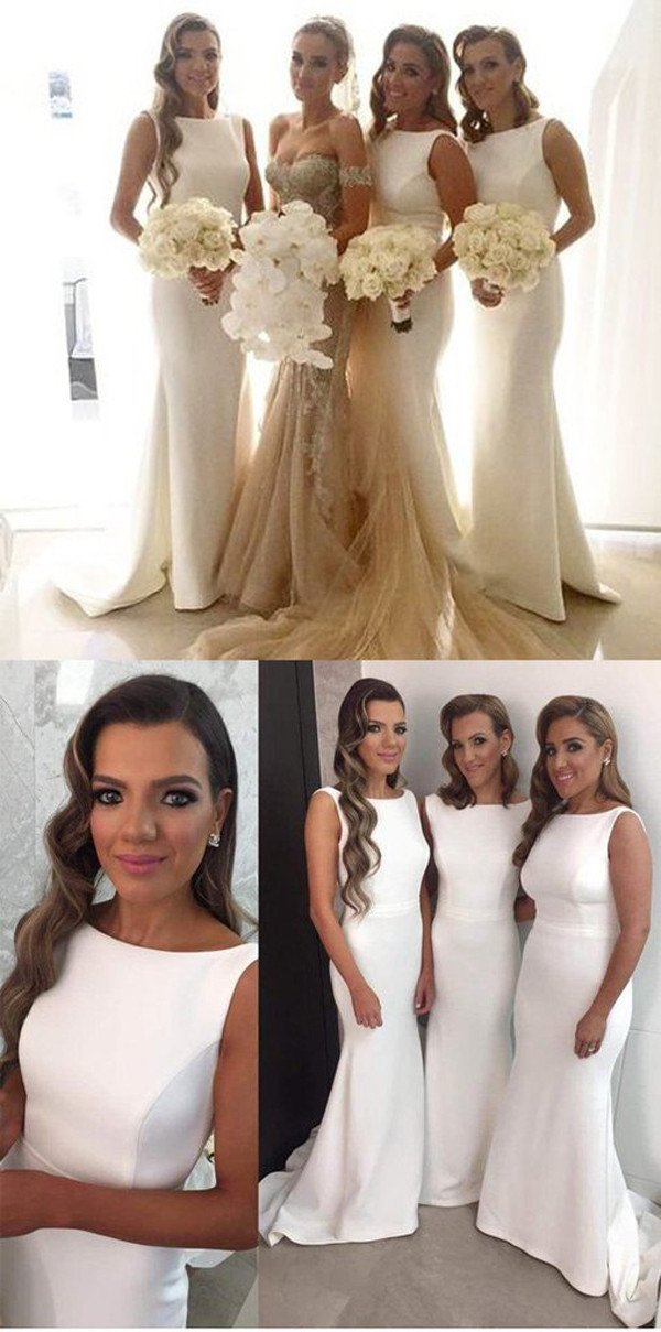 Vestidos de novia largos y sencillos estilo sirena para fiestas de boda y damas de honor 