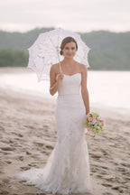 Baoleely White Lace Mermaid Sweetheart Off Shoulder Beach Wedding Dresses, MW222